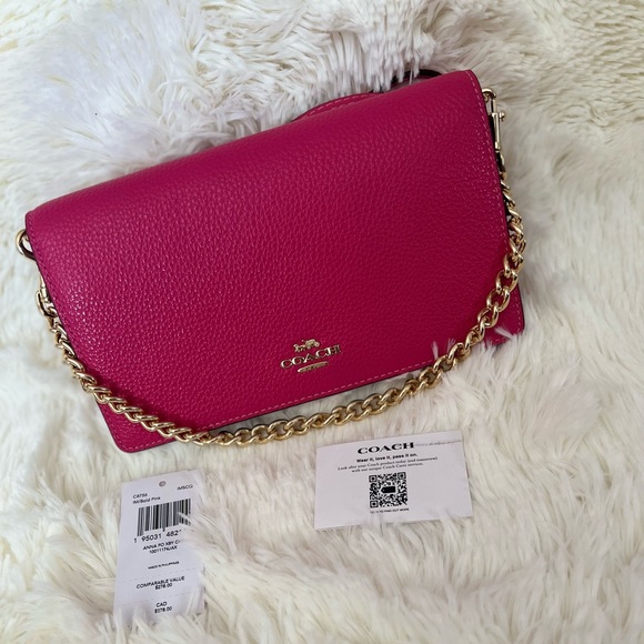 COACH Anna Fold Over Clutch W Crossbody Chain - Picture 6 of 8